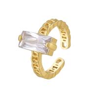 Brass Finger Ring, with Cubic Zirconia, Rectangle, plated, fashion jewelry & for woman, more colors for choice, nickel, lead & cadmium free, Inner Diameter:Approx 17mm, Sold By PC
