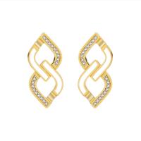 Brass Stud Earring, with Cubic Zirconia, plated, fashion jewelry & for woman & enamel, more colors for choice, nickel, lead & cadmium free, 11x25mm, Sold By Pair