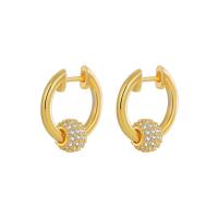 Brass Leverback Earring with Cubic Zirconia Donut plated fashion jewelry & for woman nickel lead & cadmium free Sold By Pair