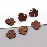 Holz Ohranhänger Zubehör, Blatt, DIY, dunkle Kaffee-Farbe, 18x20mm, ca. 100PCs/Tasche, verkauft von Tasche