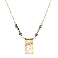 Edelstahl Schmuck Halskette, 304 Edelstahl, mit Acryl, mit Verlängerungskettchen von 2.36inch, plattiert, Modeschmuck & für Frau, goldfarben, verkauft per ca. 16.93 ZollInch Strang