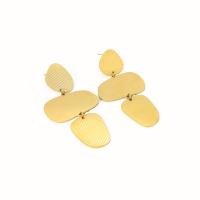 Titanium Steel  Earring, 18K gold plated, fashion jewelry & for woman, golden, 28x60mm, Sold By Pair