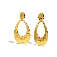 Stainless Steel Drop Earring, 304 Stainless Steel, 18K gold plated, fashion jewelry & for woman, golden, 35x60mm, Sold By Pair
