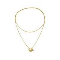 Multi Layer Necklace, 304 Stainless Steel, 18K gold plated, Double Layer & fashion jewelry & for woman, golden, Sold Per Approx 30.7 Inch Strand