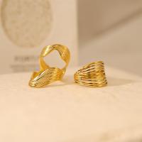 Titan Edelstahl Ringe, Titanstahl, 18K vergoldet, Modeschmuck & verschiedene Stile für Wahl & für Frau, goldfarben, verkauft von PC