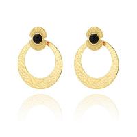 Titanium Steel  Earring with Natural Stone 18K gold plated fashion jewelry & for woman golden Sold By Pair