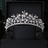 Bridal Tiaras, Tibetan Style, with Plastic Pearl, fashion jewelry & for woman & with rhinestone, silver color, nickel, lead & cadmium free, Inner Diameter:Approx 140mm, Sold By PC