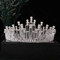 Bridal Tiaras Zinc Alloy with Plastic Pearl fashion jewelry & for woman & with rhinestone silver color nickel lead & cadmium free Inner Approx 145mm Sold By PC