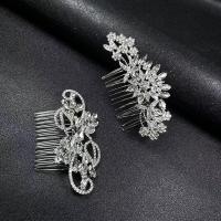 Decorative Hair Combs Zinc Alloy silver color plated & for woman & with rhinestone silver color nickel lead & cadmium free Sold By PC