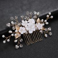 Decorative Hair Combs Zinc Alloy with Polymer Clay & Crystal & Plastic Pearl handmade fashion jewelry & for woman nickel lead & cadmium free Sold By PC