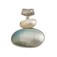 Pendentifs perles d'eau douce, laiton, avec Perle Mabe, bijoux de mode & pour femme, protéger l'environnement, sans nickel, plomb et cadmium, 56x39x9mm, Trou:Environ 5mm, Vendu par PC