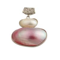 Pendentifs perles d'eau douce, laiton, avec Perle Mabe, bijoux de mode & pour femme, protéger l'environnement, sans nickel, plomb et cadmium, 58x43x13mm, Trou:Environ 3mm, Vendu par PC
