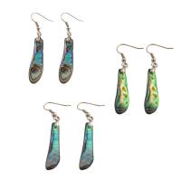 Shell Earrings, Brass, with Abalone Shell, fashion jewelry & for woman, more colors for choice, nickel, lead & cadmium free, 51x10x4mm, Sold By Pair
