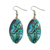 Shell Earrings, Brass, with Abalone Shell, fashion jewelry & for woman, nickel, lead & cadmium free, 60x19x3mm, Sold By Pair