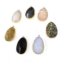 Gemstone Pendants Jewelry, Natural Stone, with Brass, Teardrop, plated, DIY & different materials for choice, more colors for choice, 24x41mm, Sold By PC