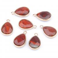 Gemstone Pendants Jewelry Natural Stone with Brass Teardrop plated DIY Sold By PC