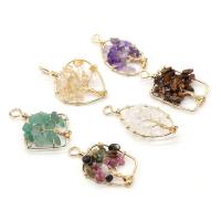 Gemstone Pendants Jewelry, with Brass, gold color plated, different materials for choice & different styles for choice, more colors for choice, 40mm, Sold By PC