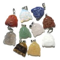 Gemstone Pendants Jewelry, Natural Stone, random style & DIY, mixed colors, 20x23mm, Sold By PC