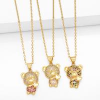 Cubic Zircon Micro Pave Brass Necklace with 5cm extender chain Bear plated fashion jewelry & micro pave cubic zirconia nickel lead & cadmium free Length 45 cm Sold By PC