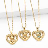 Cubic Zircon Micro Pave Brass Necklace, with 5cm extender chain, Heart, plated, fashion jewelry & micro pave cubic zirconia, more colors for choice, nickel, lead & cadmium free, 27x23mm, Length:45 cm, Sold By PC