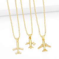 Cubic Zircon Micro Pave Brass Necklace Airplane plated fashion jewelry & micro pave cubic zirconia nickel lead & cadmium free Length 43 cm Sold By PC