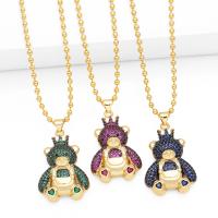 Cubic Zircon Micro Pave Brass Necklace, with 5cm extender chain, Bear, plated, fashion jewelry & micro pave cubic zirconia, more colors for choice, nickel, lead & cadmium free, 35x22mm, Length:45 cm, Sold By PC