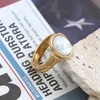 Палец кольцо из нержавеющей стали, Нержавеющая сталь 304, с Ракушка, Другое покрытие, ювелирные изделия моды & Женский, золотой, 23.5mm, размер:7, продается PC
