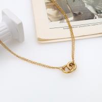 Stainless Steel Jewelry Necklace, 304 Stainless Steel, with 5cm extender chain, plated, Double Layer & fashion jewelry & for woman, golden, nickel, lead & cadmium free, Length:Approx 44 cm, Sold By PC