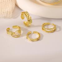 Juego de anillos de aleación de zinc, con Perlas plásticas, chapado, 4 piezas & Joyería & para mujer, dorado, libre de níquel, plomo & cadmio, Vendido por Set
