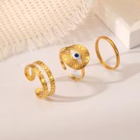 Edelstahl Ringe, 304 Edelstahl, plattiert, drei Stücke & Modeschmuck & für Frau, goldfarben, frei von Nickel, Blei & Kadmium, verkauft von setzen