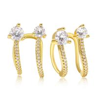 Fashion Earring Cuff and Wraps Brass real gold plated micro pave cubic zirconia & for woman Sold By Pair