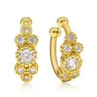 Fashion Earring Cuff and Wraps Brass real gold plated micro pave cubic zirconia & for woman Sold By Pair