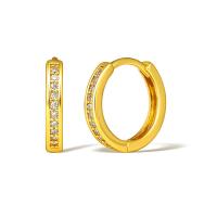 Cubic Zirconia Micro Pave Brass Earring, real gold plated, micro pave cubic zirconia & for woman, golden, Sold By Pair