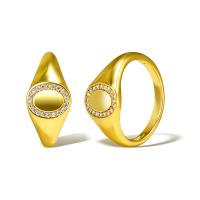 Кубический циркон микро проложить кольцо-латунь, Латунь, плакированный настоящим золотом, инкрустированное микро кубического циркония & Женский, Много цветов для выбора, продается PC