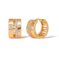 Cubic Zirconia Micro Pave Brass Earring, real gold plated, micro pave cubic zirconia & for woman, Champagne, Sold By Pair