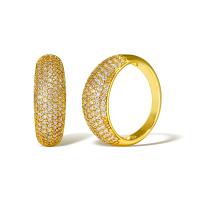 Cúbicos Circonia Micro Pave anillo de latón, metal, chapado en oro real, micro arcilla de zirconia cúbica & para mujer, más colores para la opción, Vendido por UD