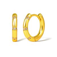 Цирконий Micro Pave латунь Серьги, Латунь, плакированный настоящим золотом, инкрустированное микро кубического циркония & Женский, Золотой, продается Пара