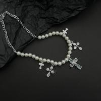 Zinklegierung Schmuck Halskette, mit Kunststoff Perlen, Modeschmuck & verschiedene Stile für Wahl & für Frau, frei von Nickel, Blei & Kadmium, verkauft von PC