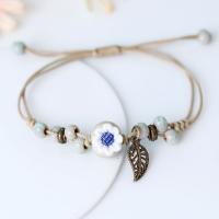 Porcelain Bracelet, with Wax Cord, fashion jewelry & different styles for choice, 16cm, Sold By PC