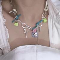 Zinc Alloy smykker halskæde, med Akryl, mode smykker & forskellige stilarter for valg & med rhinestone, nikkel, bly & cadmium fri, Solgt af PC