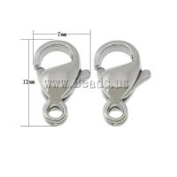 Stainless Steel Lobster Claw Clasp, 304 Stainless Steel, original color, 7x12x4mm, Hole:Approx 1.5mm, 500PCs/Lot, Sold By Lot
