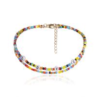 Multi Layer Necklace, Tibetan Style, with Seedbead, with 10cm extender chain, gold color plated, Double Layer & fashion jewelry & for woman, multi-colored, nickel, lead & cadmium free, Length:Approx 30 cm, Sold By PC