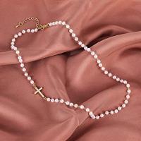Plastik-Perlenkette, Zinklegierung, mit Kunststoff Perlen, mit Verlängerungskettchen von 5cm, goldfarben plattiert, Modeschmuck & für Frau, frei von Nickel, Blei & Kadmium, Länge:ca. 40 cm, verkauft von PC