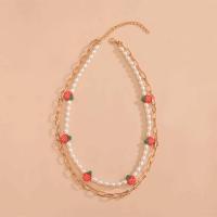 Multi Layer Necklace Zinc Alloy with Plastic Pearl with 5cm extender chain gold color plated Double Layer & fashion jewelry & for woman nickel lead & cadmium free Length Approx 36 cm Approx 42 cm Sold By PC