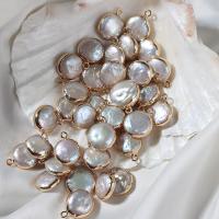 Freshwater Pearl Pendants with Brass Baroque high quality plated DIY white 13-14mm Sold By PC