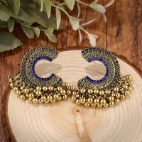 Boucles d'oreilles en alliage de zinc, Placage de couleur d'or, bijoux de mode & pour femme & avec strass, plus de couleurs à choisir, 42x35mm, Vendu par paire