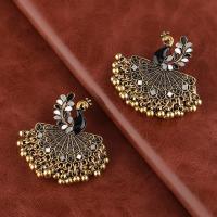 Tibetan Style Drop Earrings, Peacock, gold color plated, fashion jewelry & for woman & enamel, more colors for choice, 45x45mm, Sold By Pair