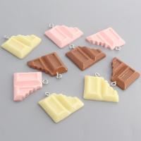 Resin Pendant, Chocolate, epoxy gel, DIY, more colors for choice, 25x25mm, Approx 100PCs/Bag, Sold By Bag