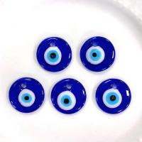 Evil Eye Pendants, Lampwork, Flat Round, DIY & enamel, blue, 30mm, Approx 100PCs/Bag, Sold By Bag