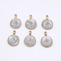 Tibetan Style Enamel Pendants, gold color plated, DIY, grey, nickel, lead & cadmium free, Approx 100PCs/Bag, Sold By Bag
